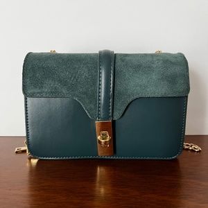 Genuine suede fold over mini purse crossbody
